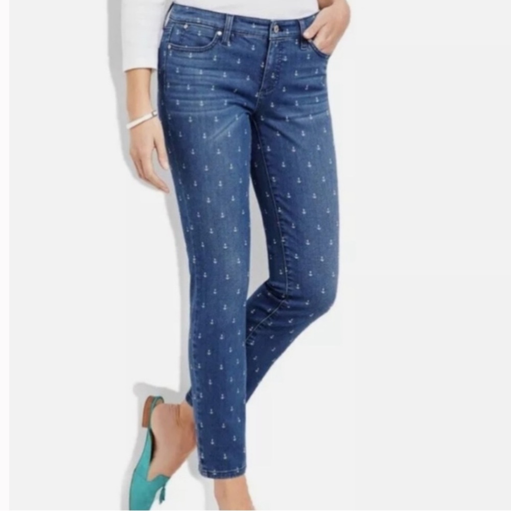 Talbots Anchor Print Flawless Curvy Slim Leg Ankle Jean